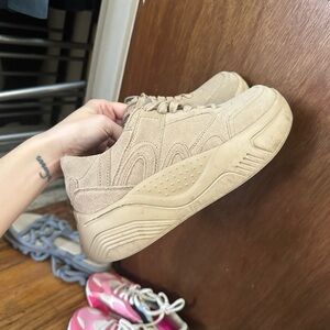 Zara Tan Chunky Sneakers with Retro Design